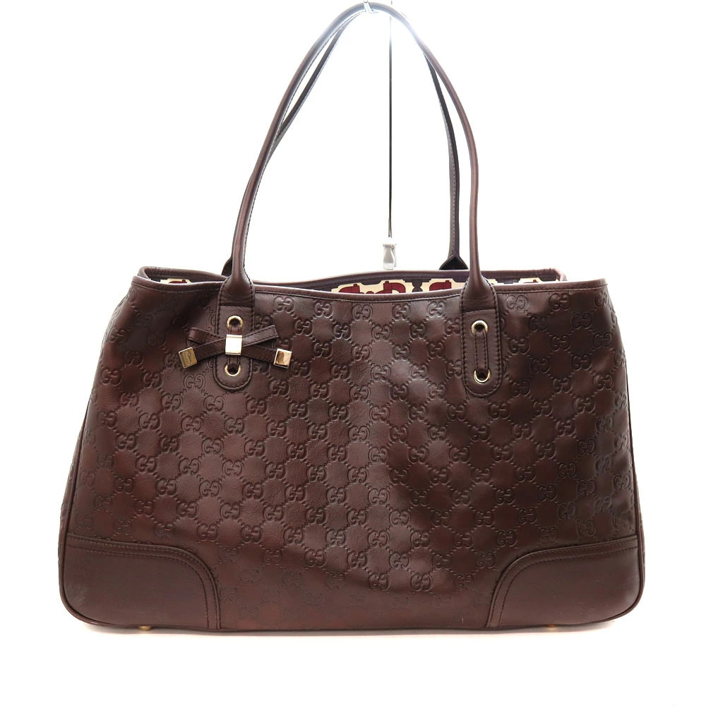 Gucci Princy Tote Bag Guccissima leather bow Brown